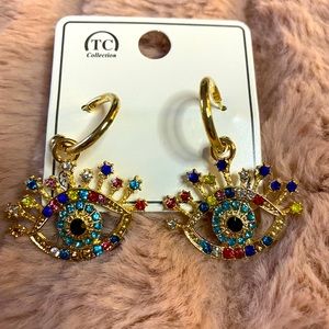 Beautiful Evil eye multicolored stone earrings.